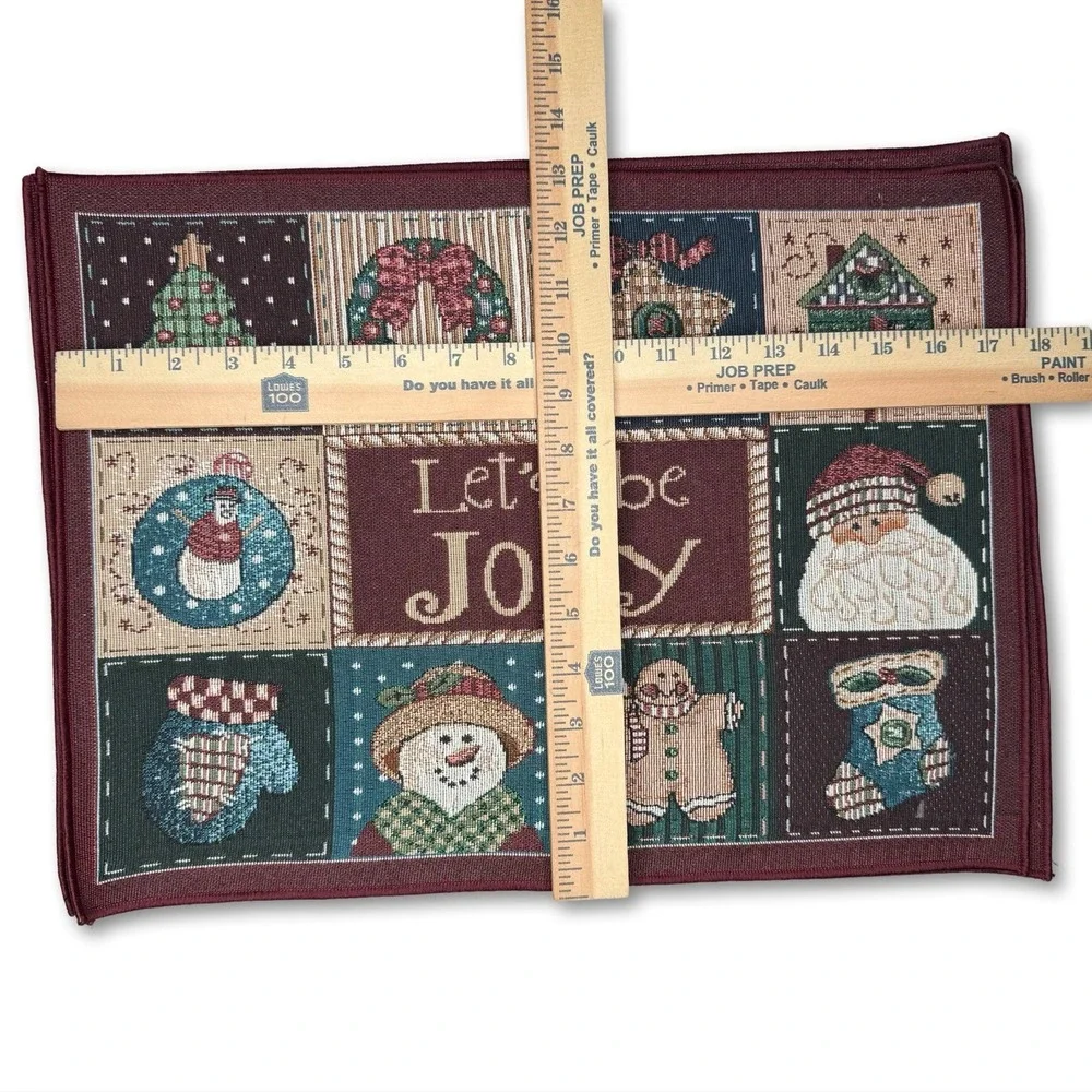 Vintage Vicki Howard Set of 4 Christmas Patchwork Tapestry Placemats USA Made